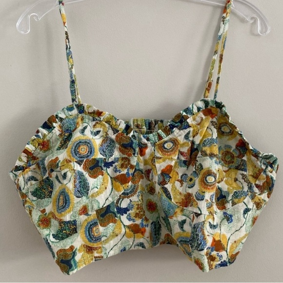 Size XL Anthropologie women’sTwist Crop Top Only Smocked Printed Wrap Blouse - Picture 2 of 2